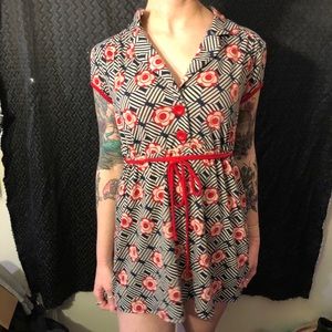 Cute Vintage Button-up Mini Dress